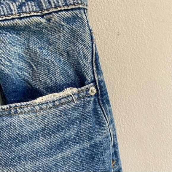 Zara High Rise Straight Leg Ripped Jeans Size 4 100% Cotton Mom Fit Cropped - Picture 8 of 12